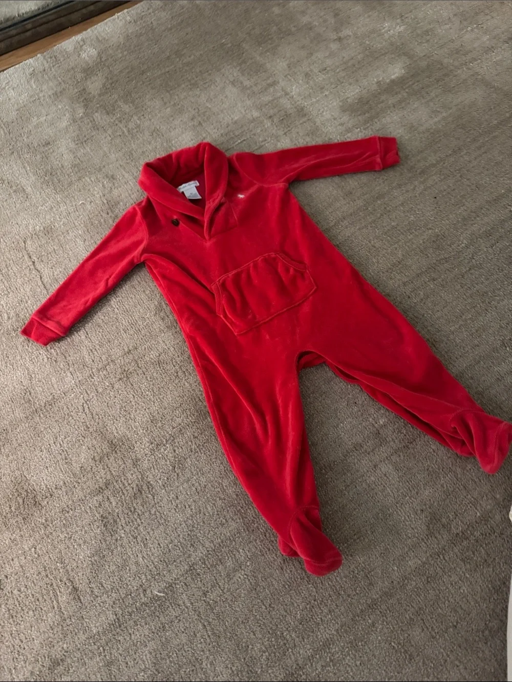 9M Ralph Lauren Red velour Christmas One-Piece Romper